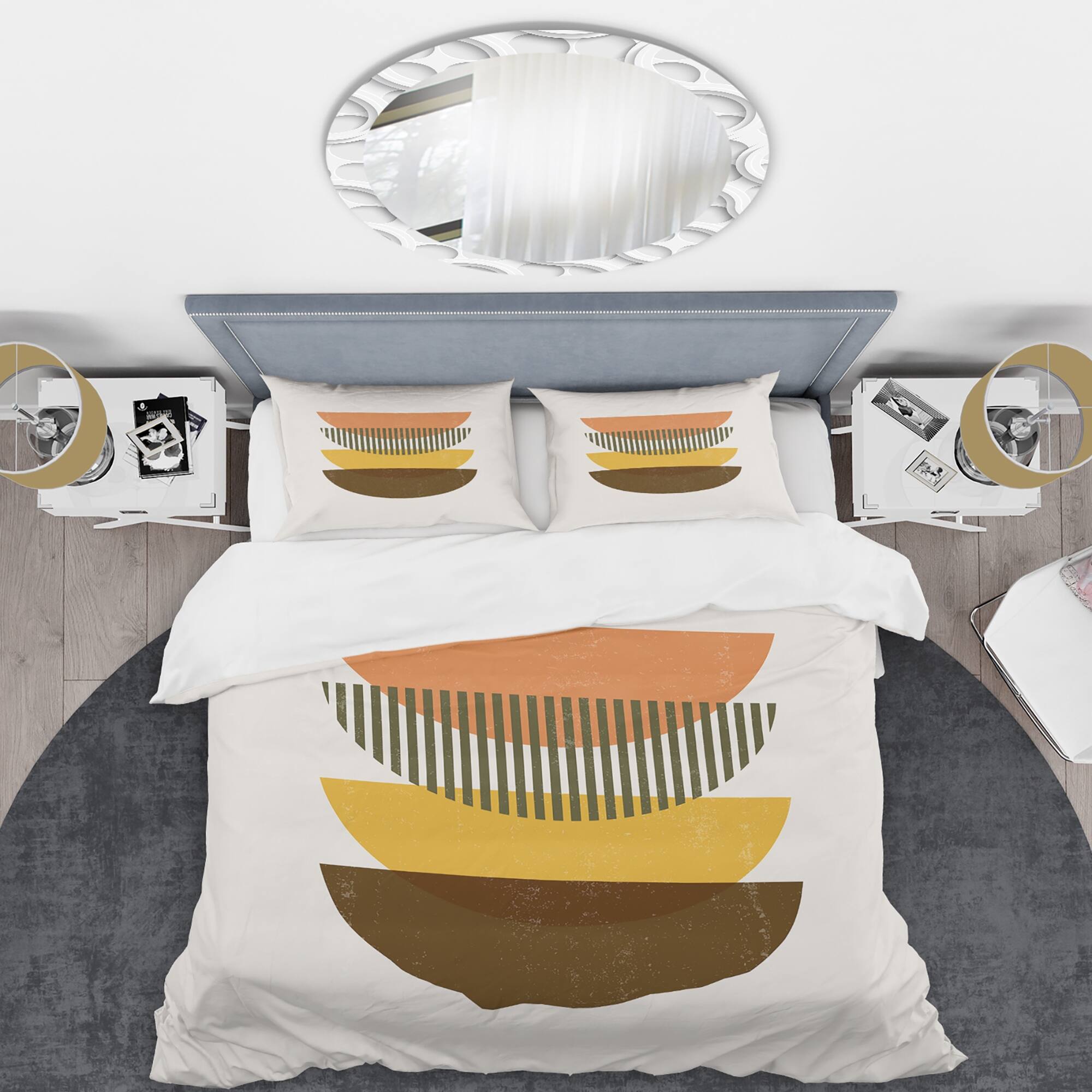 Designart 'Abstract Geometric Half Moons In Earth Tones' Modern Duvet