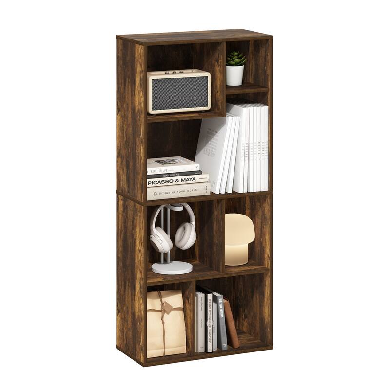42.13 in. Tall Pine Wood 7-Shelf Bookcase