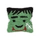 preview thumbnail 1 of 1, 8" x 8" Frankenstein Small Petite Hooked Halloween Throw Pillow