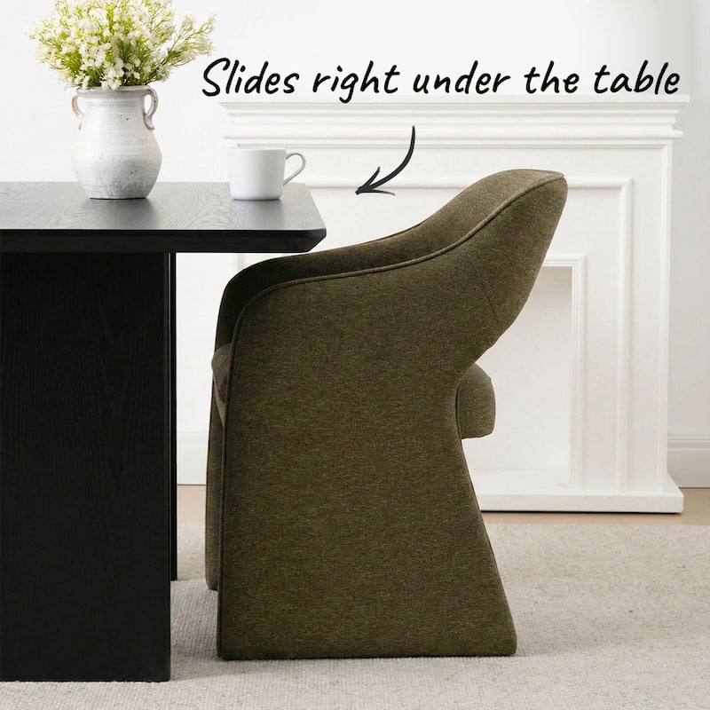 Upholstered Dining Chairs Set of 4 with Open-Back Design and Performance Fabric