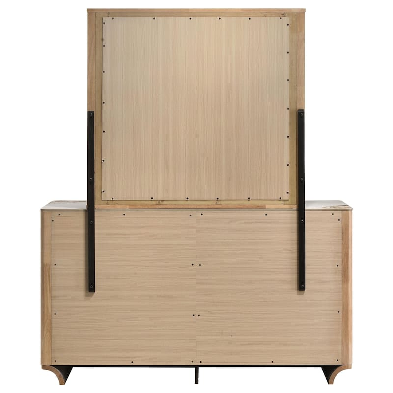 Leanne 6-drawer Sinter Stone Top Dresser Cabinet Light Oak