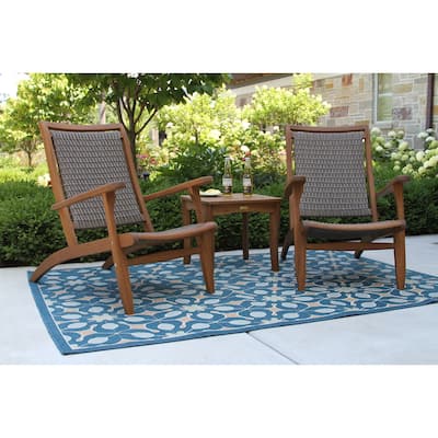 Eilaf 3 pc. Eucalyptus Wicker Lounger Set with Square End Table