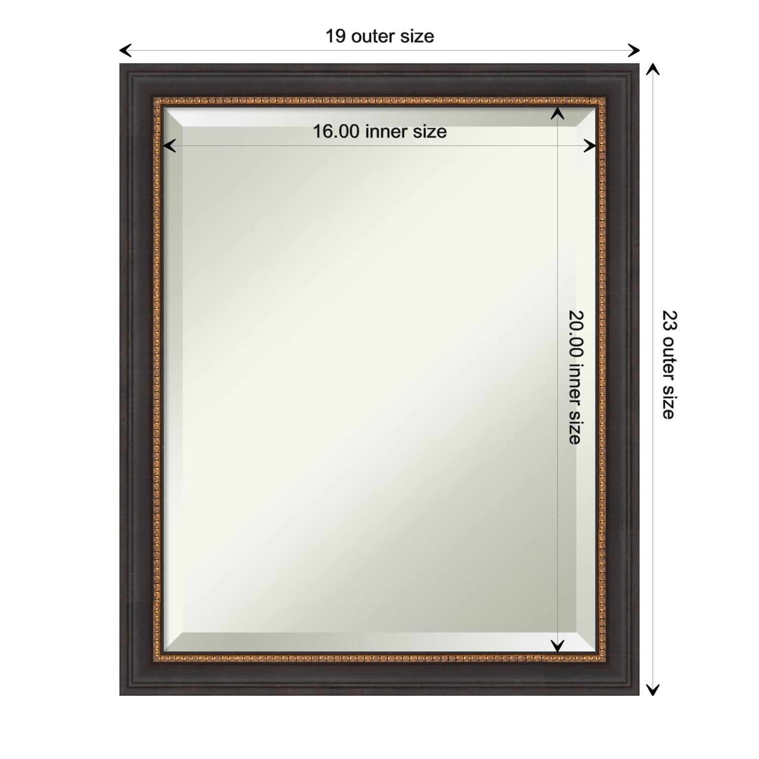 Beveled Wood Bathroom Wall Mirror - Ashton Black Frame - Ashton Black