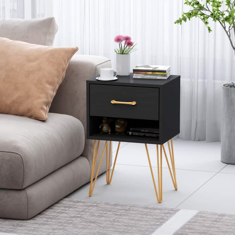 Nightstands , Bedside Table Side Table with Drawer Shelf Industrial