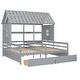 preview thumbnail 10 of 22, Twin House Platform Kids Beds with Roof, 2-Drawers for Shared Rooms, Grey