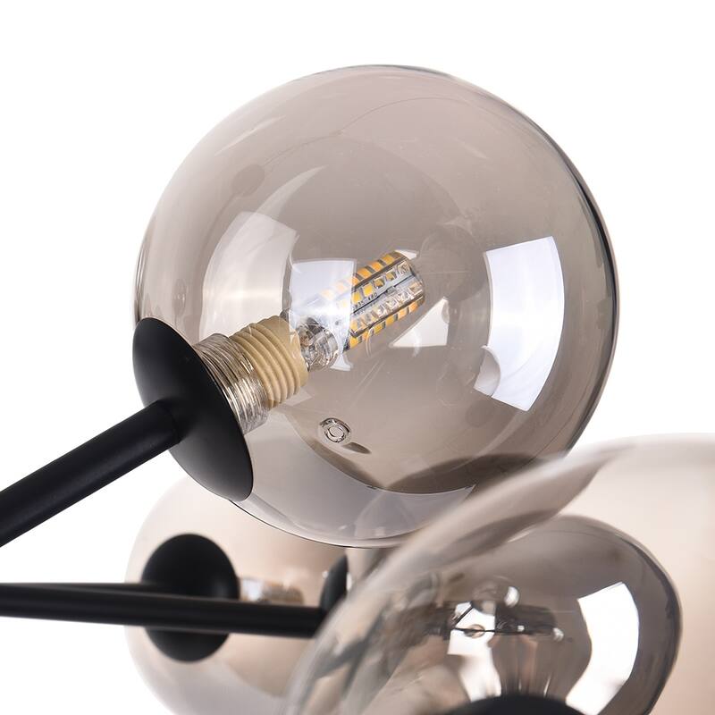 15-Light Modern Linear Sputnik Kitchen Island Light Branch Cluster Glass Globe Bubble Chandelier