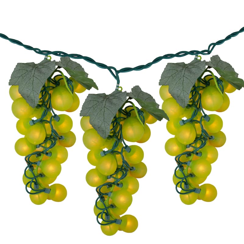 100-Count Yellow Winery Grape Patio Christmas Light Set 5ft Green Wire - 5'