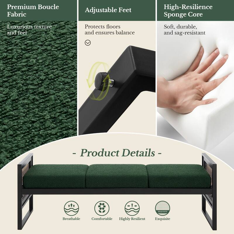 Fabric Upholstered Storage Bench for End of Bed, Entryway - 56.69"L x 16.93"W x 22.4"H