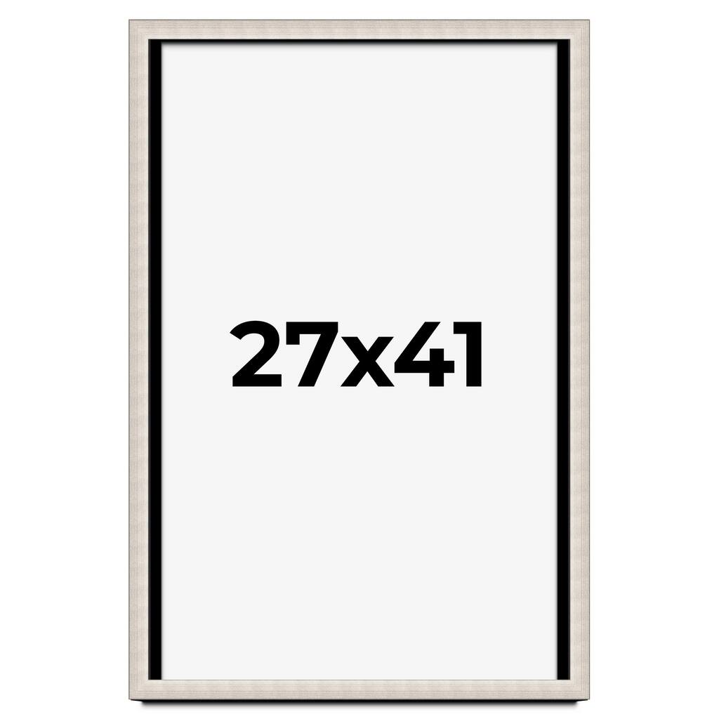 27x41 Shadow Box Frame Silver Real Wood Contemporary Shadowbox Display Frame UV Acrylic Front Acid Free Backing and Hardware