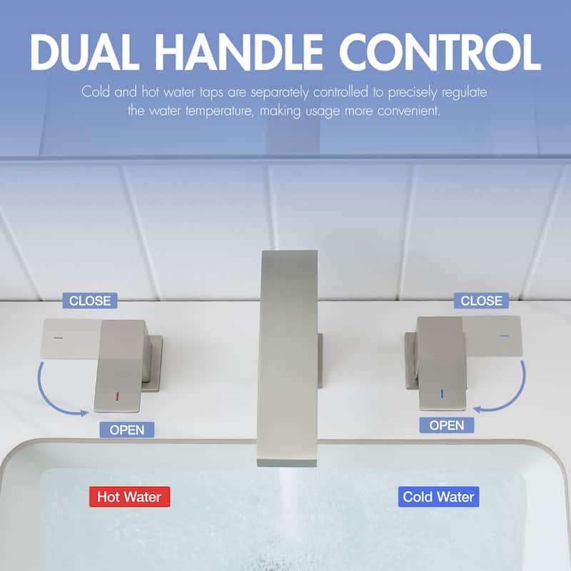 Brushed Nickel Dual Handle 3 Holes Bathroom Faucet