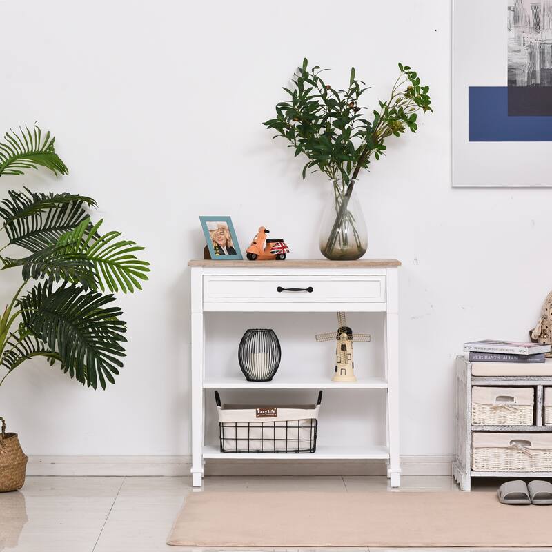 HOMCOM Retro-Styled Sofa Console Entry Hallway Table with Multifunctional Design, Durable Build, & Large Storage