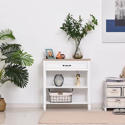 HOMCOM Retro-Styled Sofa Console Entry Hallway Table with Multifunctional Design, Durable Build, & Large Storage