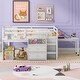preview thumbnail 2 of 7, White Wooden Loft Bed with Movable Desk and Small desk, 2 Drawers, Full-Length Guardrail