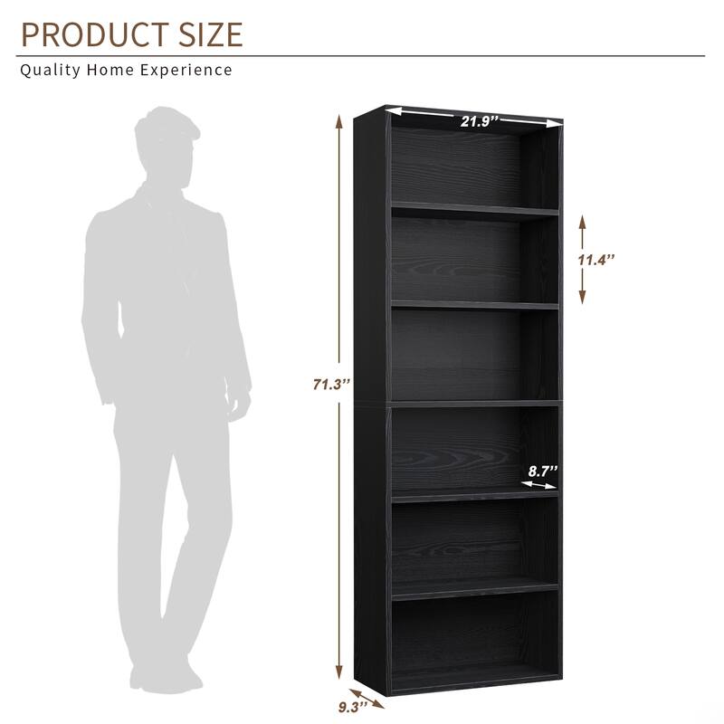 Bookcase and Bookshelf, Floor Standing 6-Story High Bookshelf