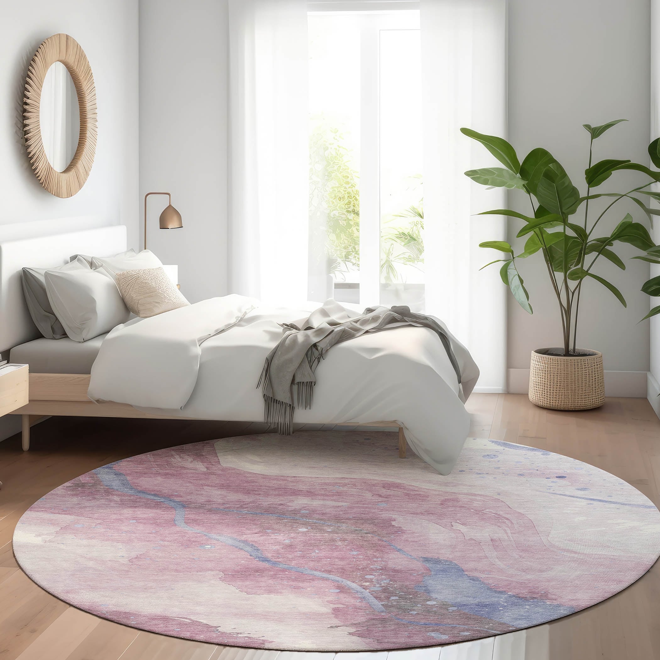 Machine Washable Indoor/ Outdoor Contemporary Abstract Chantille Rug