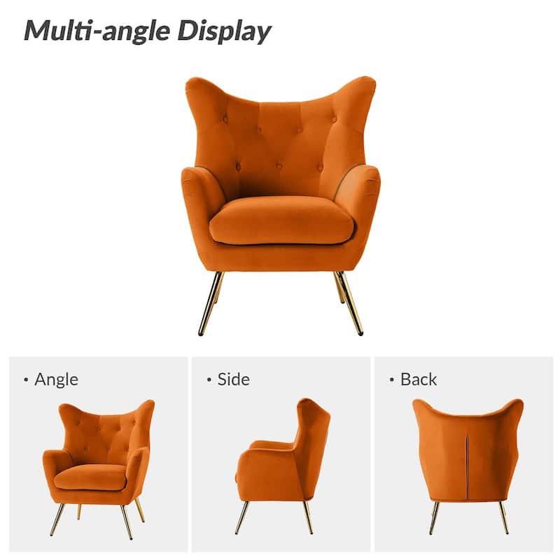 Eusebio Modern Velvet Accent Chair with Tufted Wingback for Living Room Set of 2 by HULALA HOME
