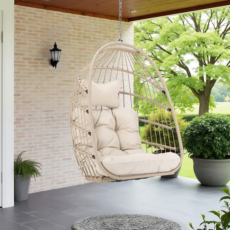 FINCATI Outdoor Luxury Comfy Egg Chair Without Stand, 350 lbs Indoor Egg Chair with No Stand, Extra Large Egg Swing Chair
