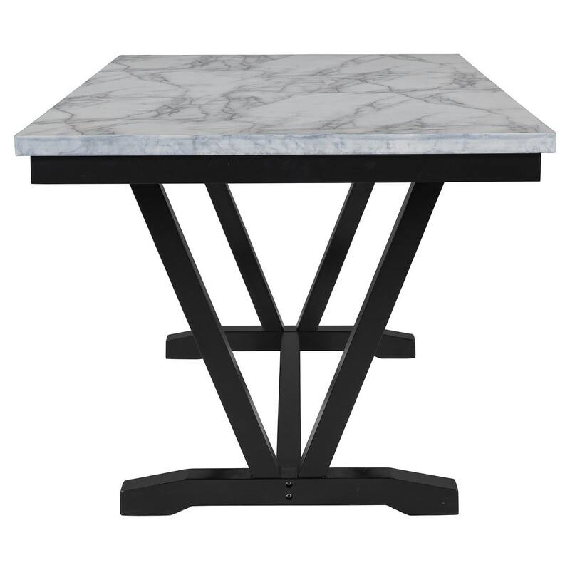 Modern Style 6 PCS Dining Table Set for 6 with Marbled Veneers