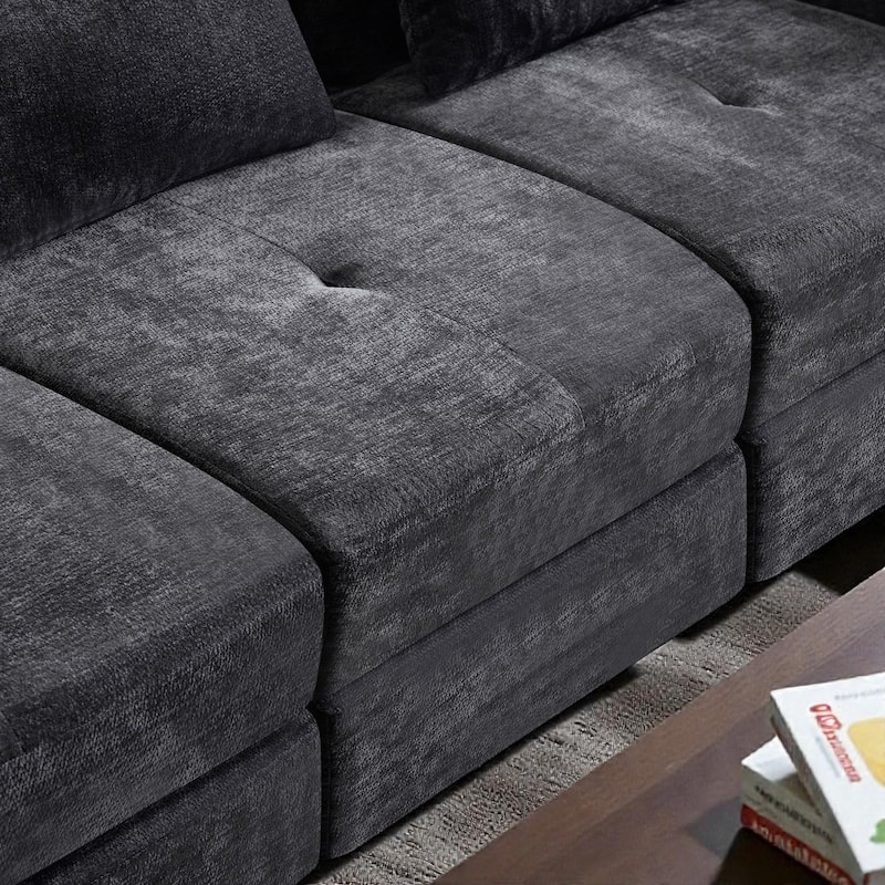 Modular Cloud Sofa, Convertible Folding Sofa Bed, 3-Seat Cushioned Sectional Couch for Living Room Bedroom