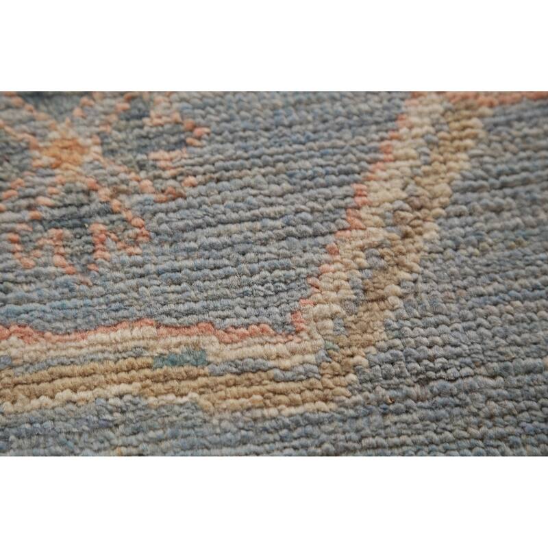 Hand Knotted Oriental 100% Wool Carpet Transitional All-Over Navy Blue & Blues Oushak Area Rug - 11' 10'' X 9' 1''