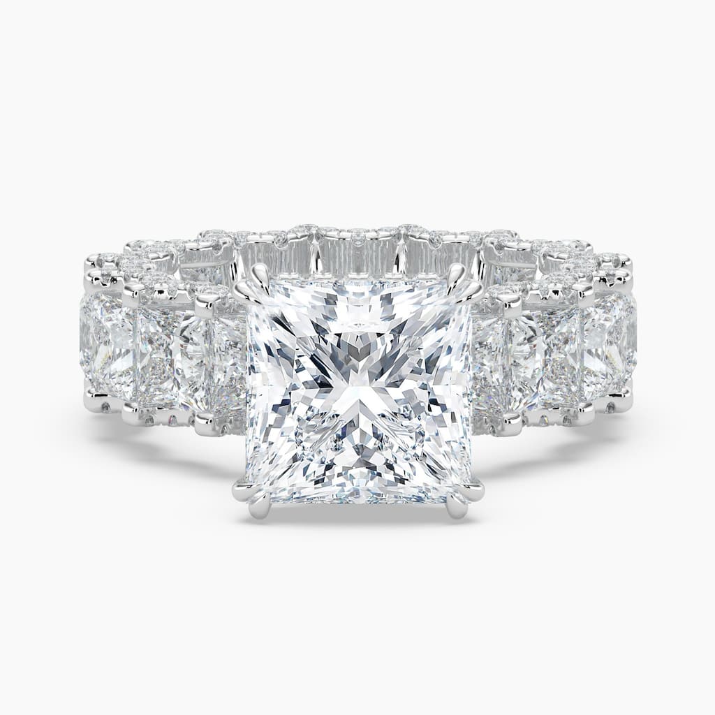 Auriya 14K Gold Lab Grown Diamond Princess Cut Adorned Round Crescent Eternity Engagement Ring 6.33 - 10.33ct. tw. (E-F, VS)