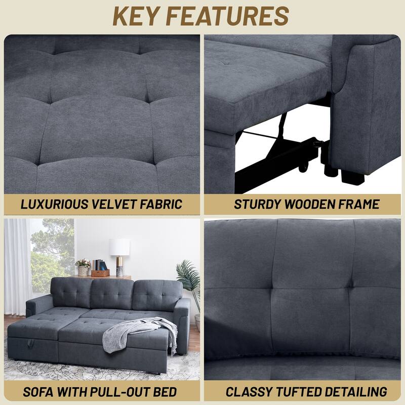 Reversible Sectional Sleeper Sofa with Storage Chaise & Pull-Out Bed
