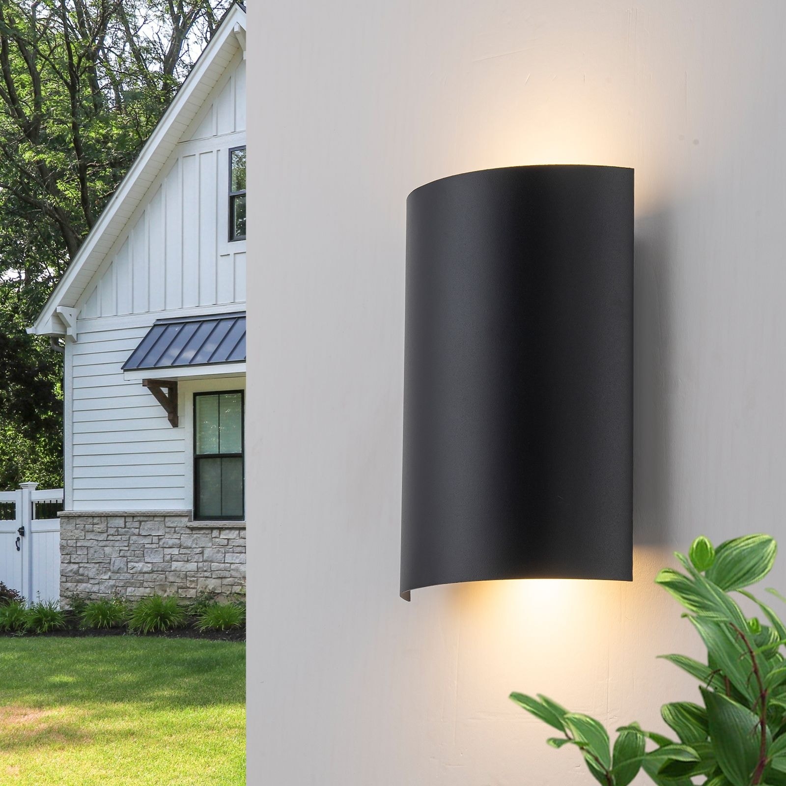 2-Light Black Dimmable Modern LED Outdoor Wall Sconce