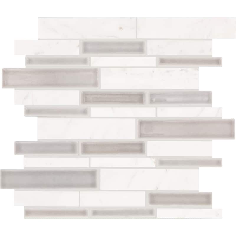 Daltile Raine Polished Natural Stone Random Linear Mosaic Tile (Set of 10) (9.80 SQFT Per Carton) - White