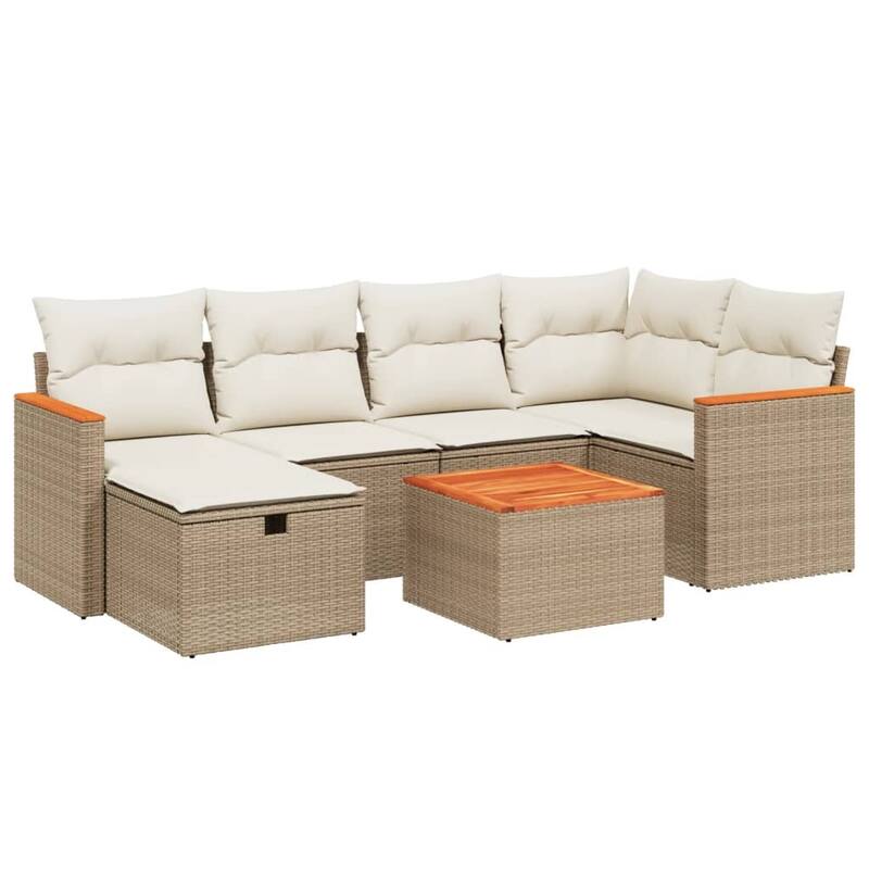 vidaXL Patio Sofa Set with Cushions Outdoor Conversation Furniture Poly Rattan