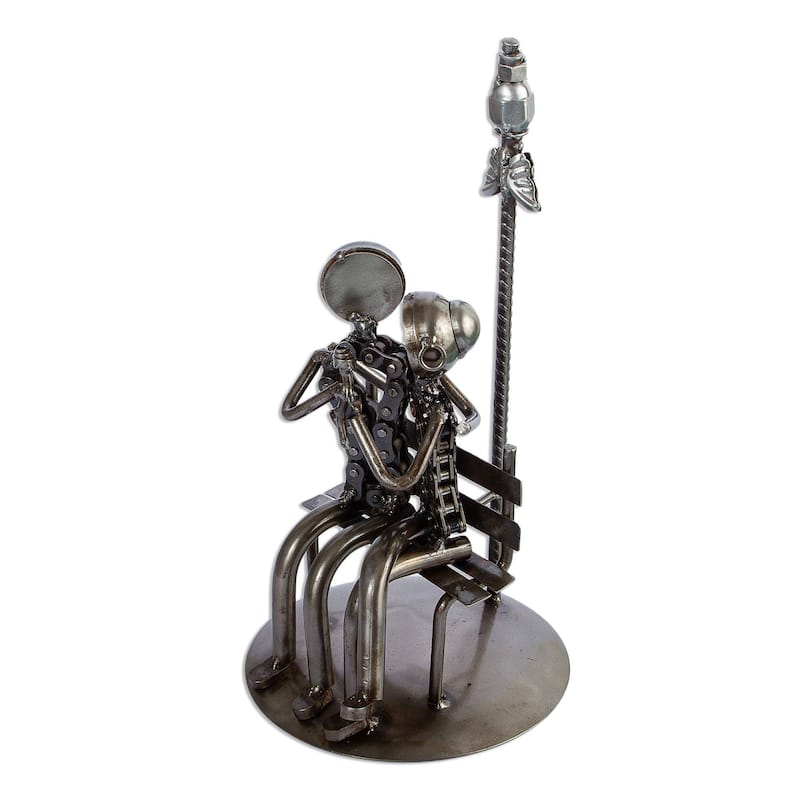 NOVICA Recycled auto parts sculpture, 'Rustic Lovers'
