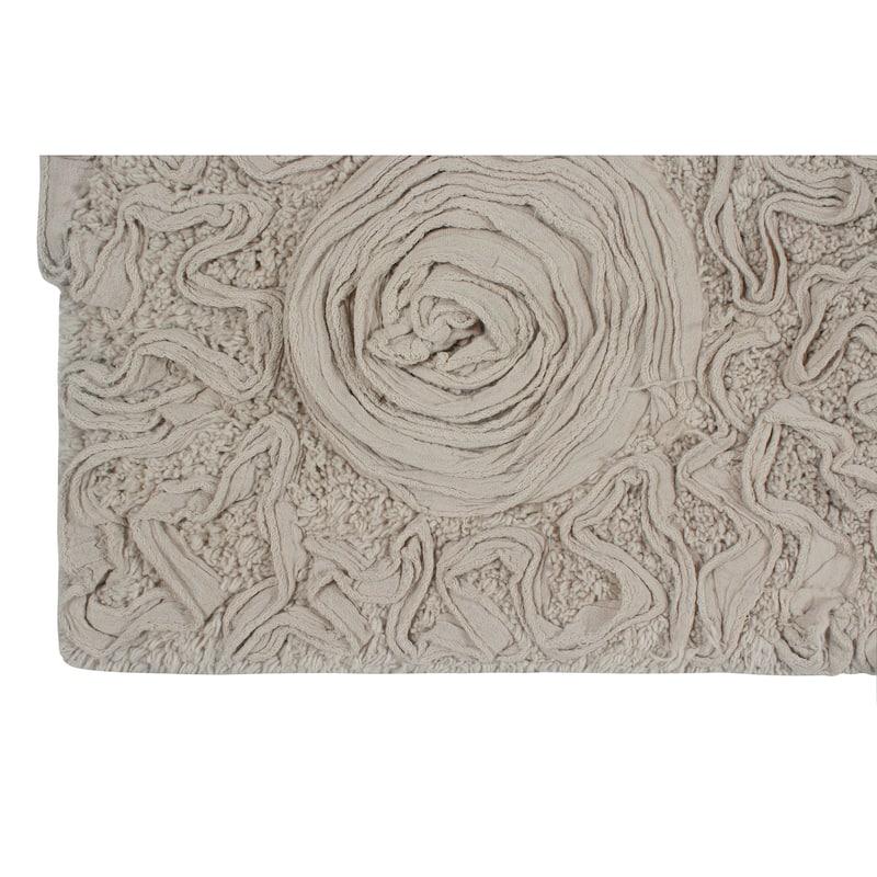 Bell Flower Collection 100% Cotton Non-Slip Bathroom Rug Set, Machine Washable Bath Rug, 5 Piece Bath Mat Set with Runner