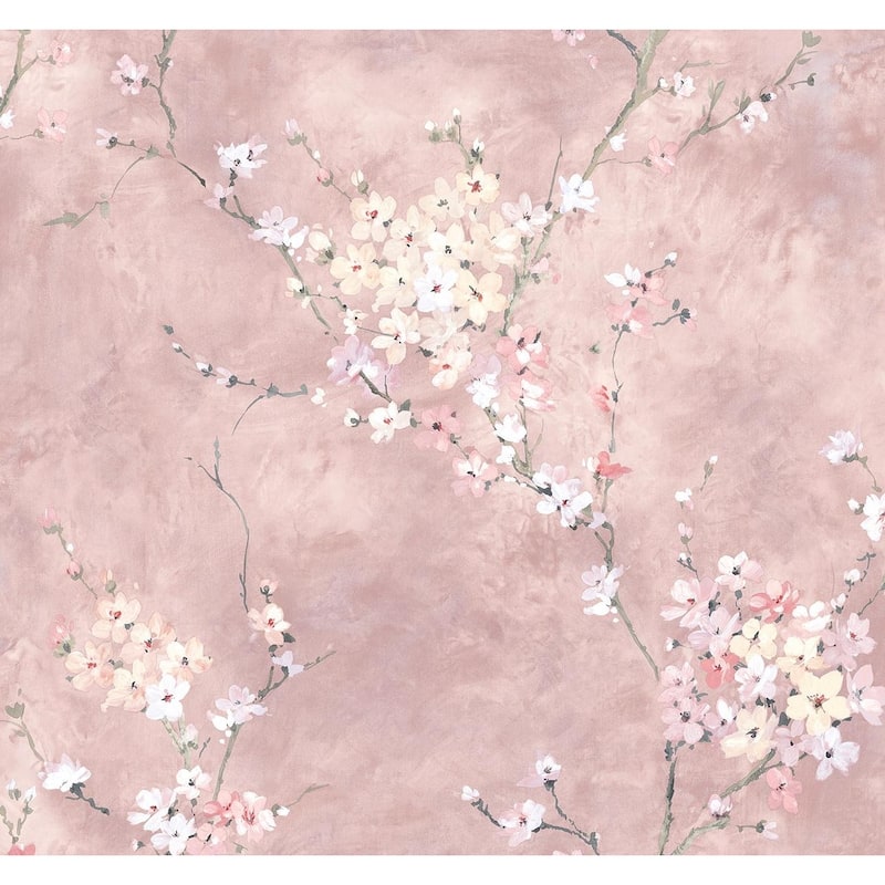 Harry & Grace Floral Blossom Peel and Stick Wallpaper - 27 in. W x 18 ft. L - Dusty Rose