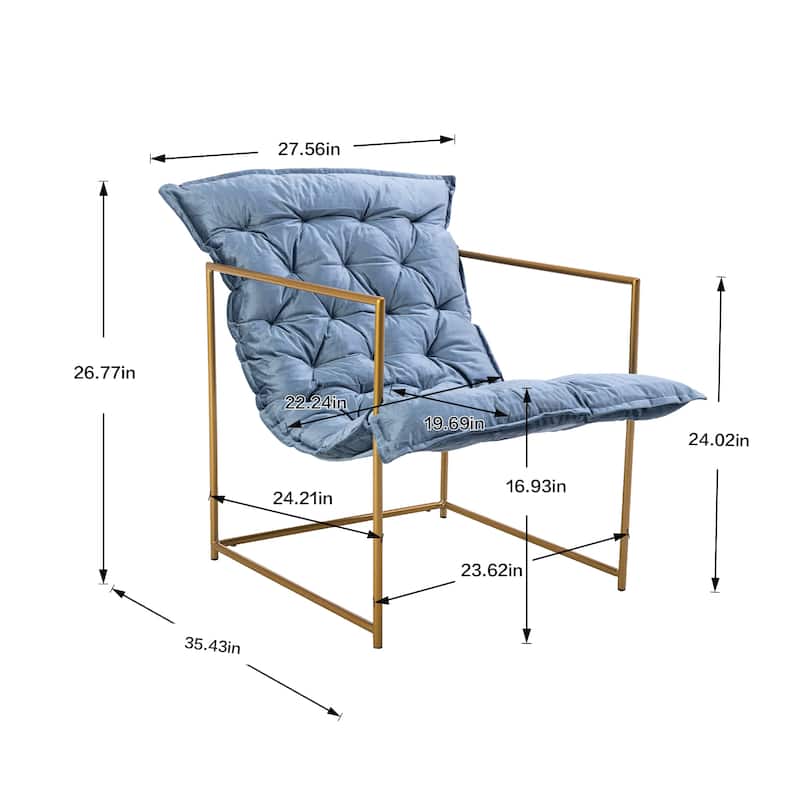Italy shine velvet Upholstered Tufted Armchair With Golden Legs