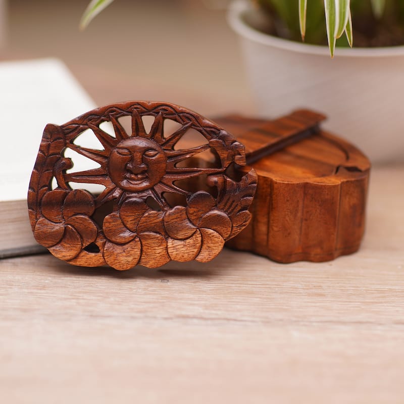 Novica Handmade Sunlight Blooms Wood Puzzle Box