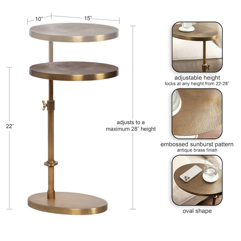 Kate and Laurel Engles Adjustable Oval Metal Table