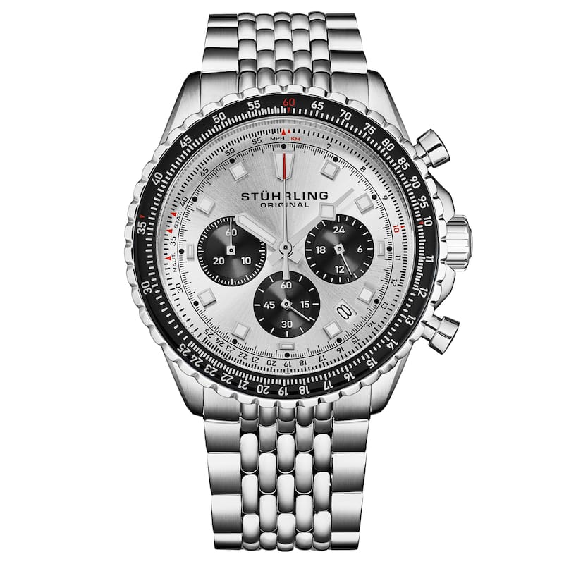 Japanese Chronograph RaceWay 1010 44mm Quartz Watch - Silver