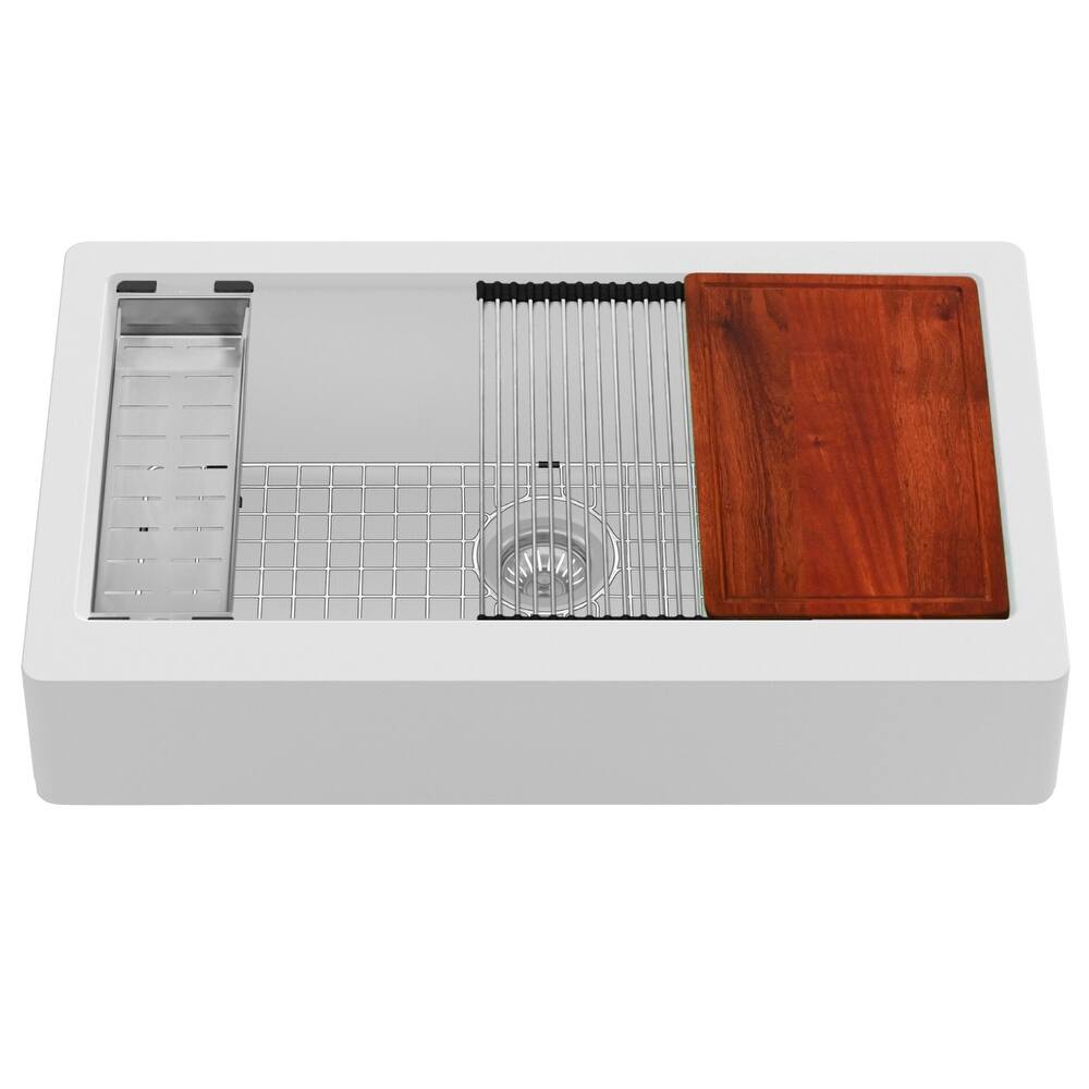Karran USA QARWS-740 Quartz QARWS Series 34" Farmhouse Single Basin