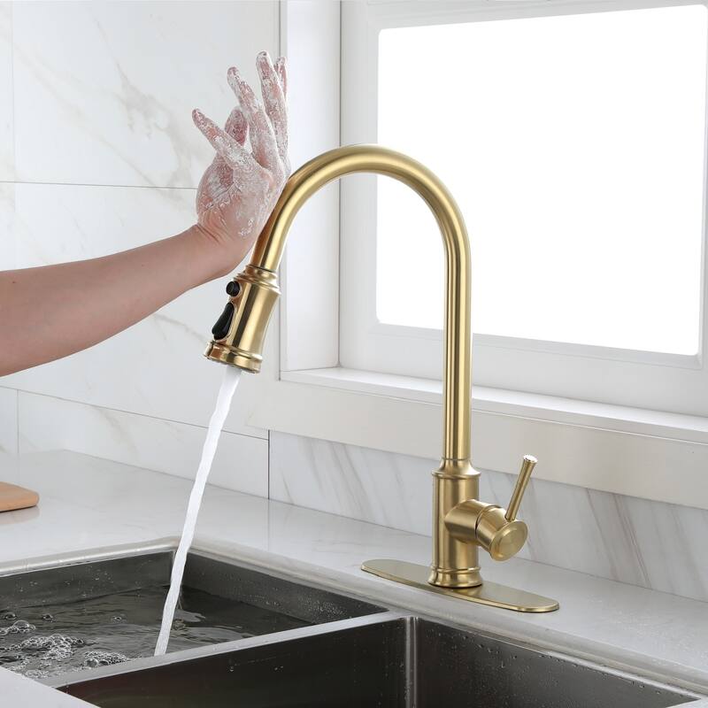 Single Handle Touch Kitchen Faucet with Pull Down Sprayer and Deckplate