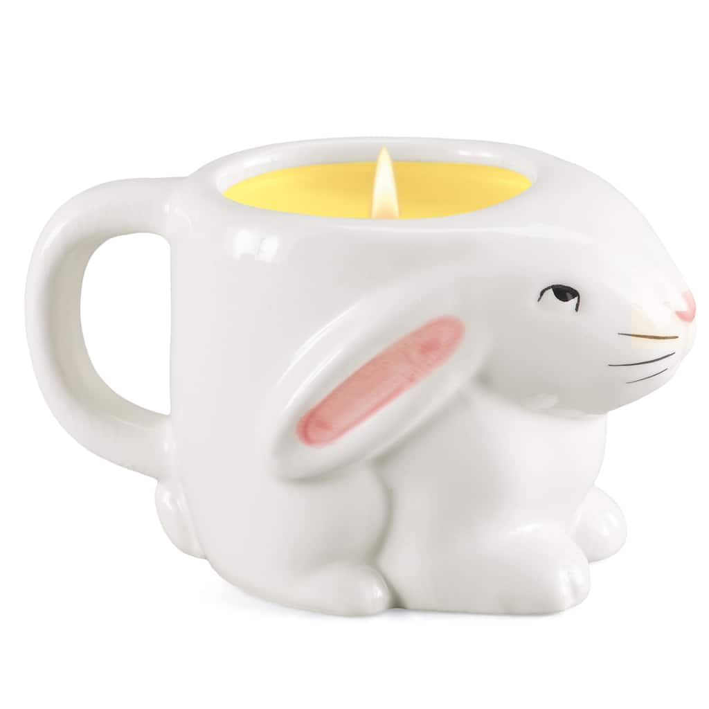 Ceramic Shaped Bunny Candle, 40 hour Burn Time - 5.63 x 3.25 x 3.37