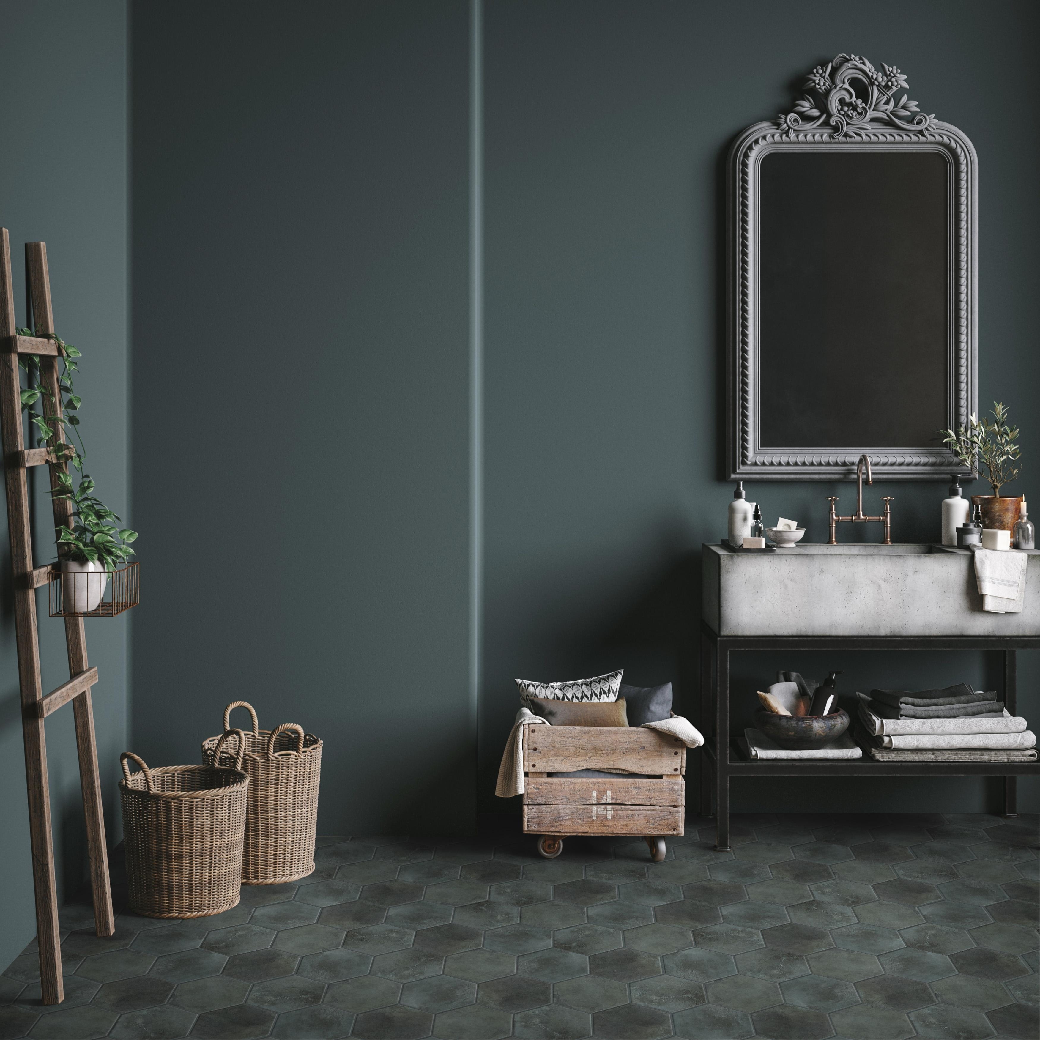 Merola Tile Industrial Hex Green 8-1/2" x 9-7/8" Italian Porcelain Floor and Wall Tile