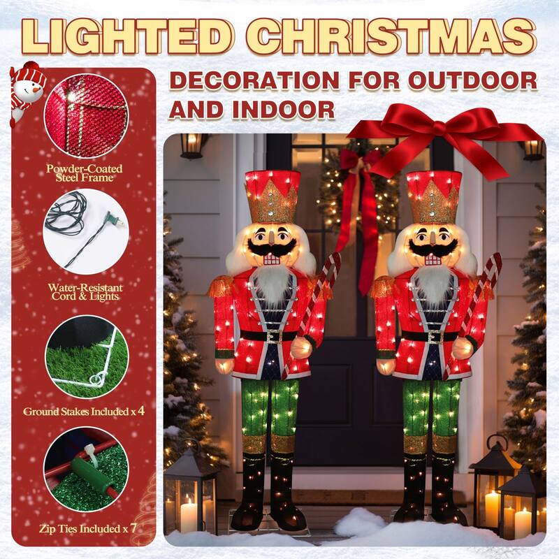 VEIKOUS 5 ft. 3D Warm White Light Nutcracker Christmas Holiday Yard Decoration - Red