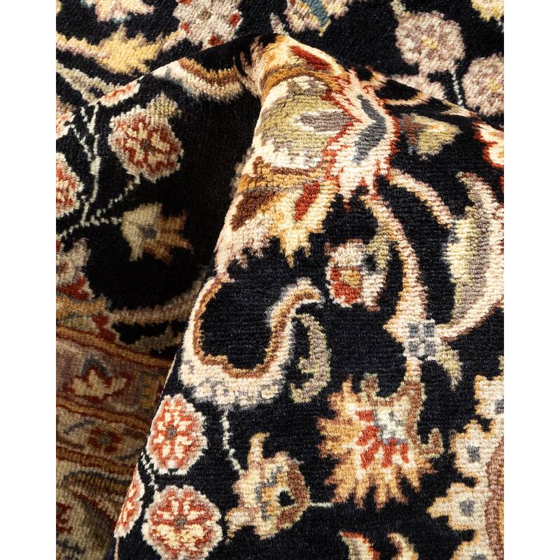 Overton Hand Knotted Wool Traditional Oriental Black Area Rug - 6' x 9'