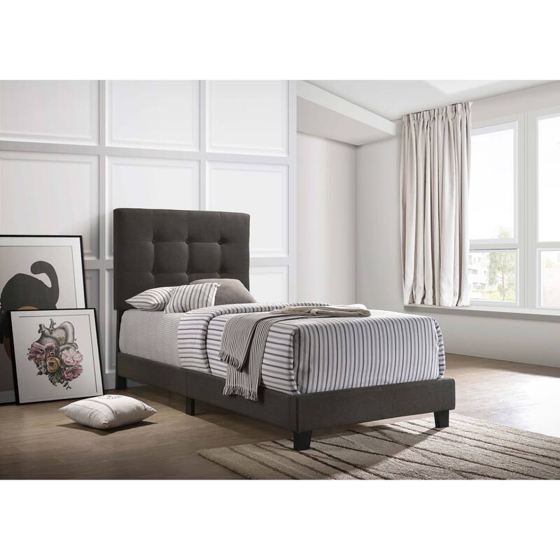 Mapes Transitional Fabric Upholstered Tufted Panel Bed