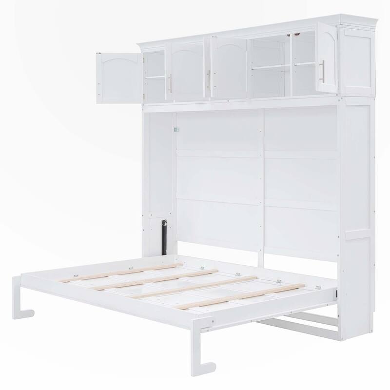 Full Size Murphy Bed Wall Bed with Top Cabinets