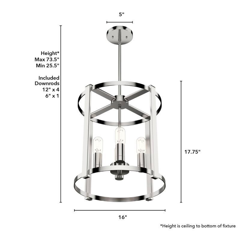 Hunter Astwood 16" 4-Light Round Chandelier, Dining Room Table, Kitchen Island, Cage, Transitional, Art-Deco