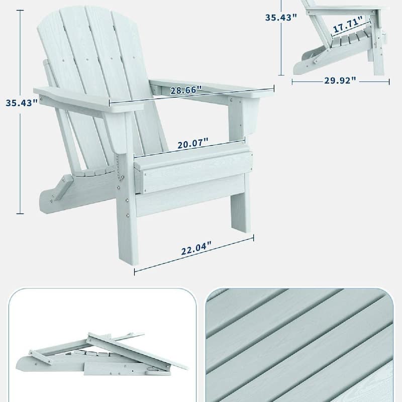 Outdoor Folding Adirondack Chairs, All-Weather Firepit Chair for Patio, Garden, Deck & Lawn - N/A