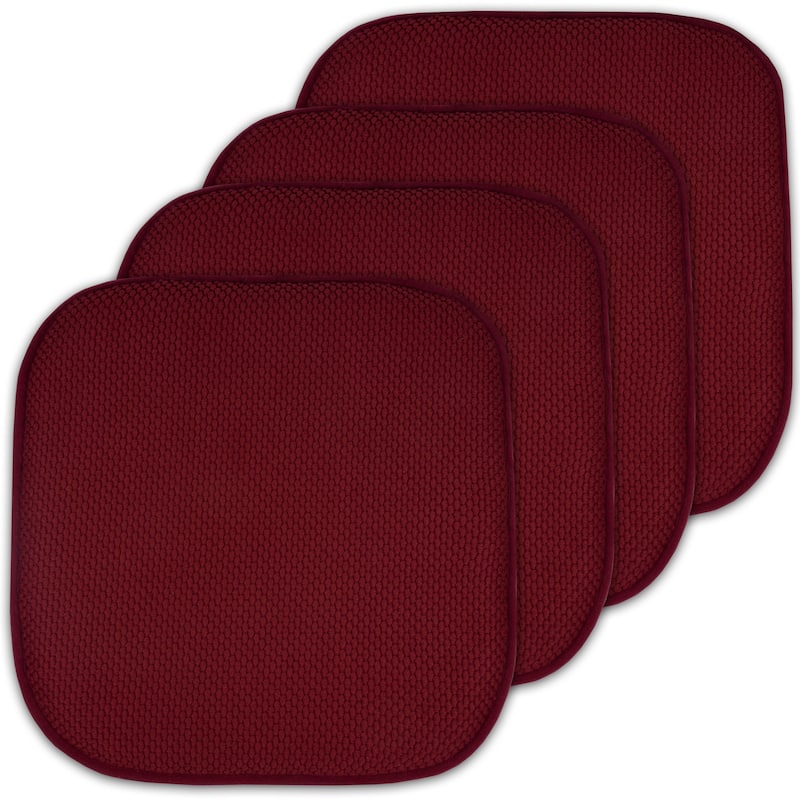 16-in. Square Non-slip Memory Foam Seat Cushions (2 OR 4) - 16 X 16 - Set of 2 - Wine