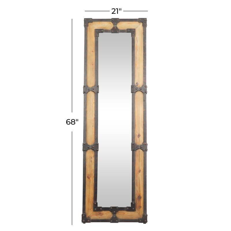 Wood Floor Mirror - Brown - Roche River Decor - 2"W x 21"L x 68"H