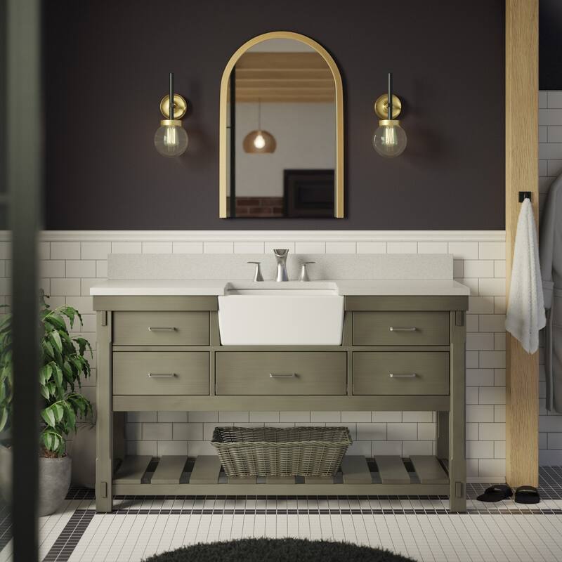 KitchenBathCollection Charlotte 60" Single Farmhouse Vanity with Quartz Top