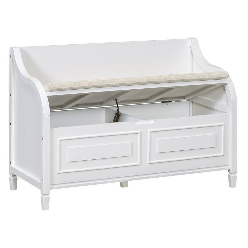 Rustic High Back Storage Bench with Ample Hidden Storage Space